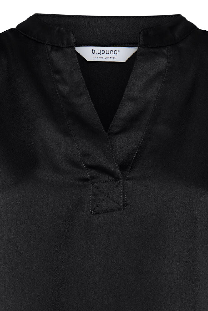 b.young Selita V Placket Neck  T-Shirt Meteorite