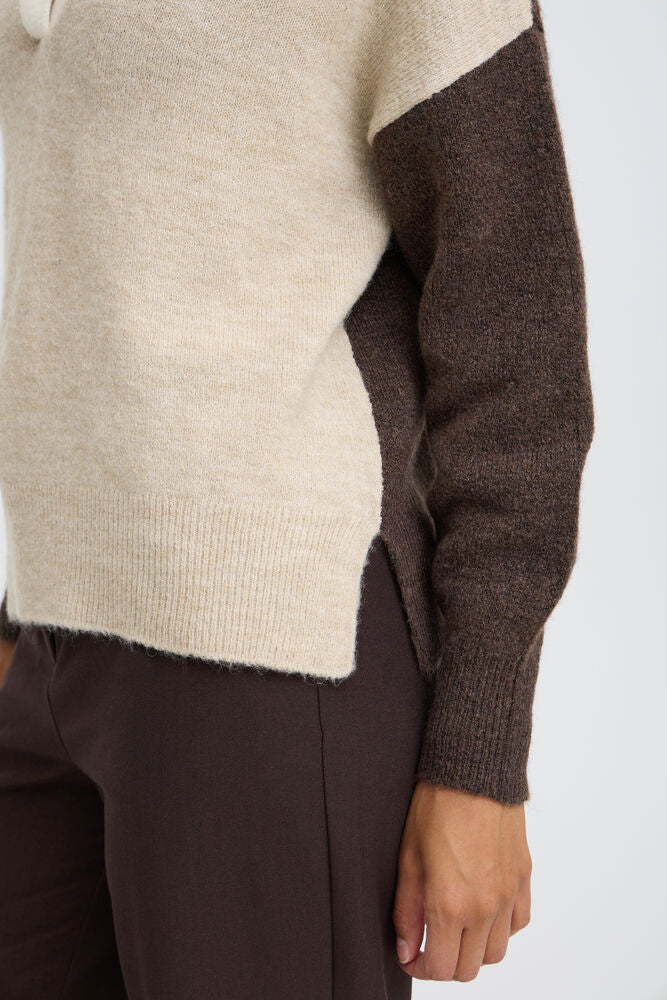 b.young Monna Polo Jumper Java Melange Color Block