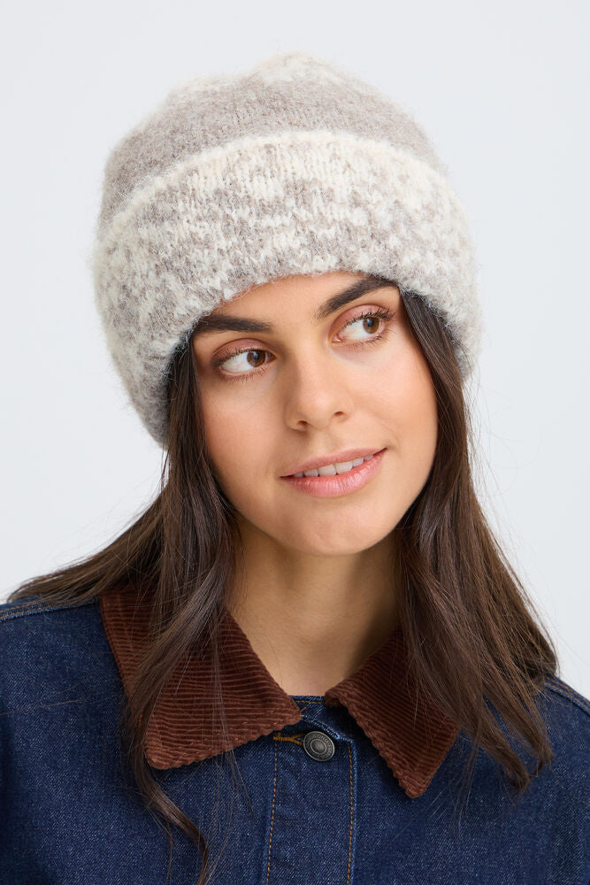 Fransa Tye Beanie Drift wood Mix