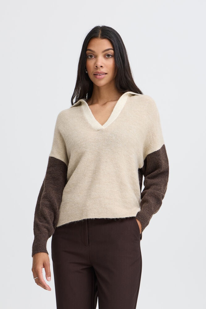b.young Monna Polo Jumper Java Melange Color Block