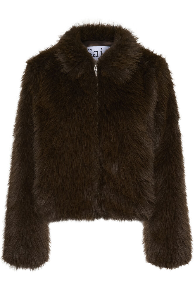 Saint Tropez Zaseline Faux Fur Jacket Chocolate Brown