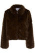 Saint Tropez Zaseline Faux Fur Jacket Chocolate Brown