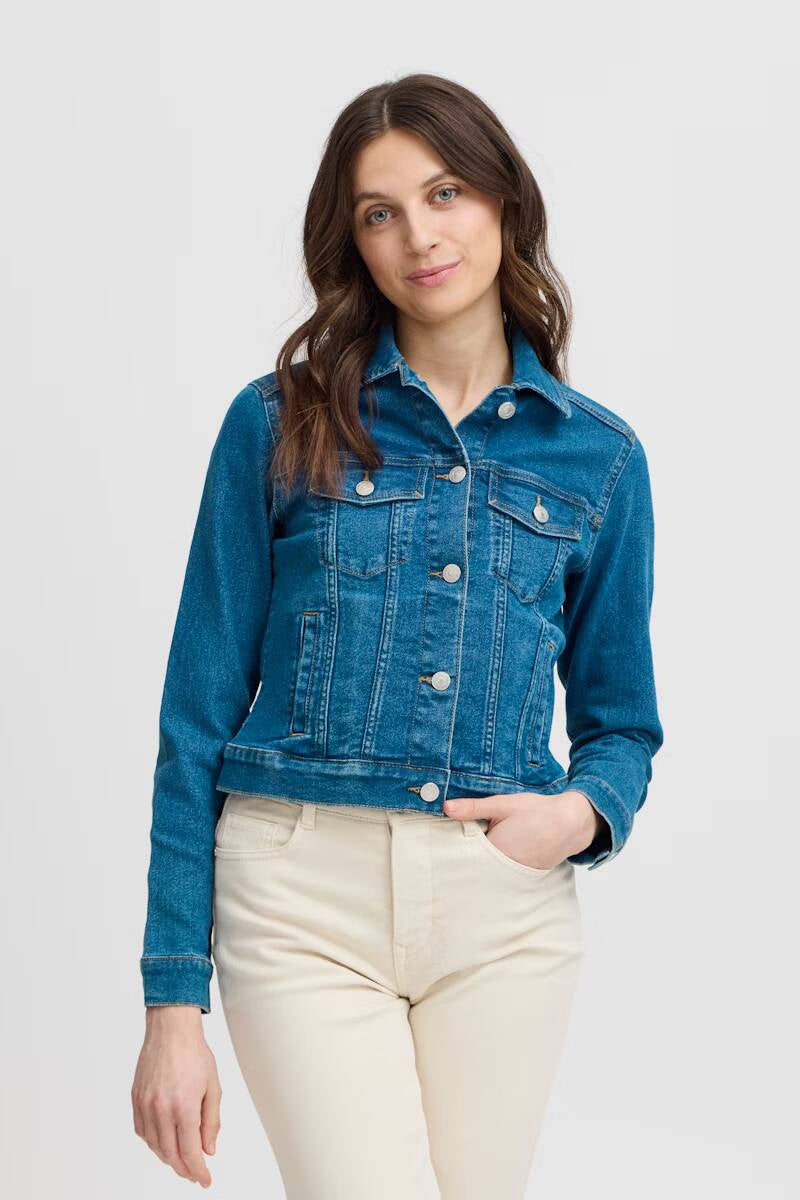 Fransa Denima Denim Jacket Mid Blue Denim