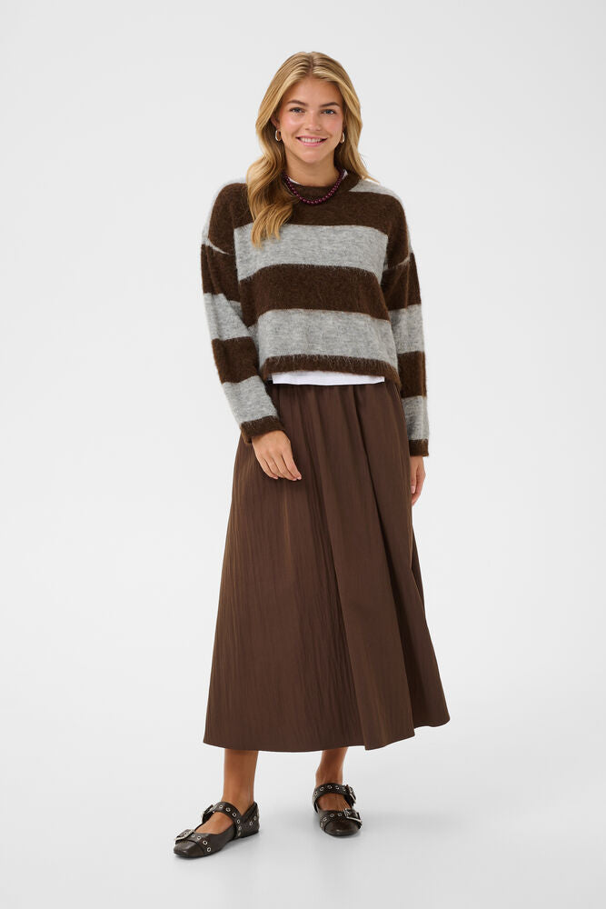 Saint Tropez Tayzie Pullover Chocolate Grey Melange Stripe