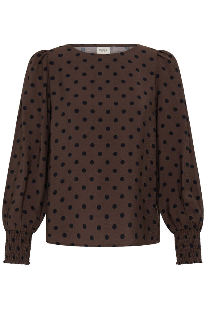 Fransa Adara Blouse Hot Fudge Dotty