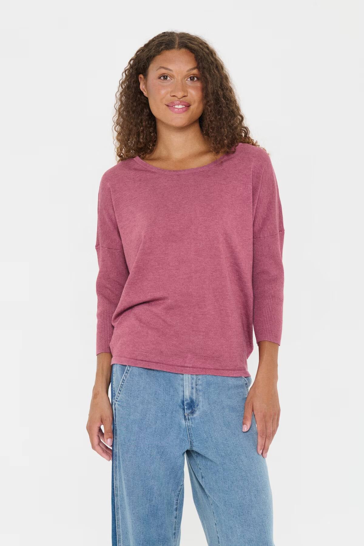 Saint Tropez Mila R-Neck Jumper Red Violet Melange