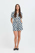b.young Joella Shorts Ogee Ikat Med Blue
