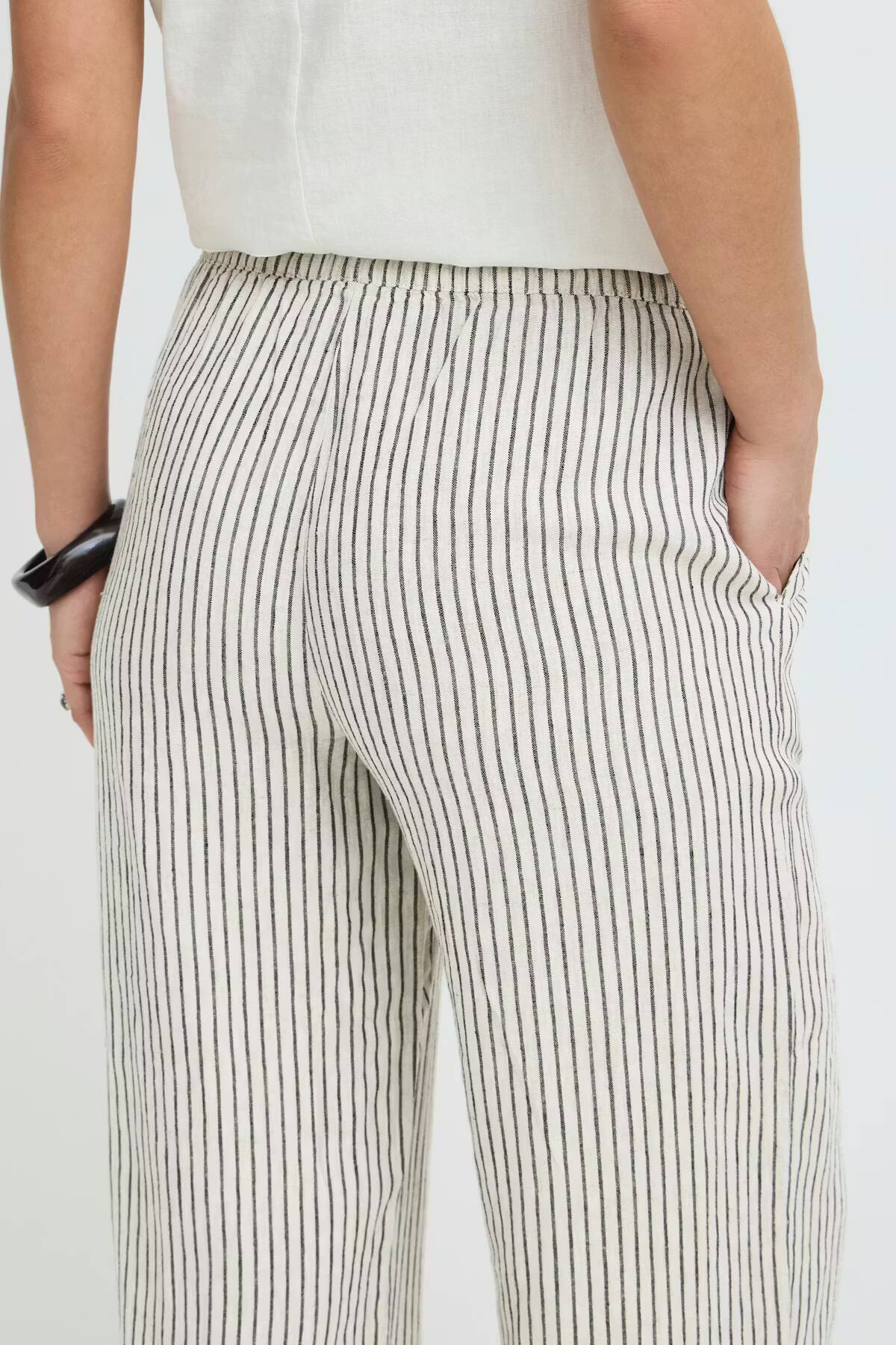 b.young Falakka Crop Trousers Rainy Day Stripe