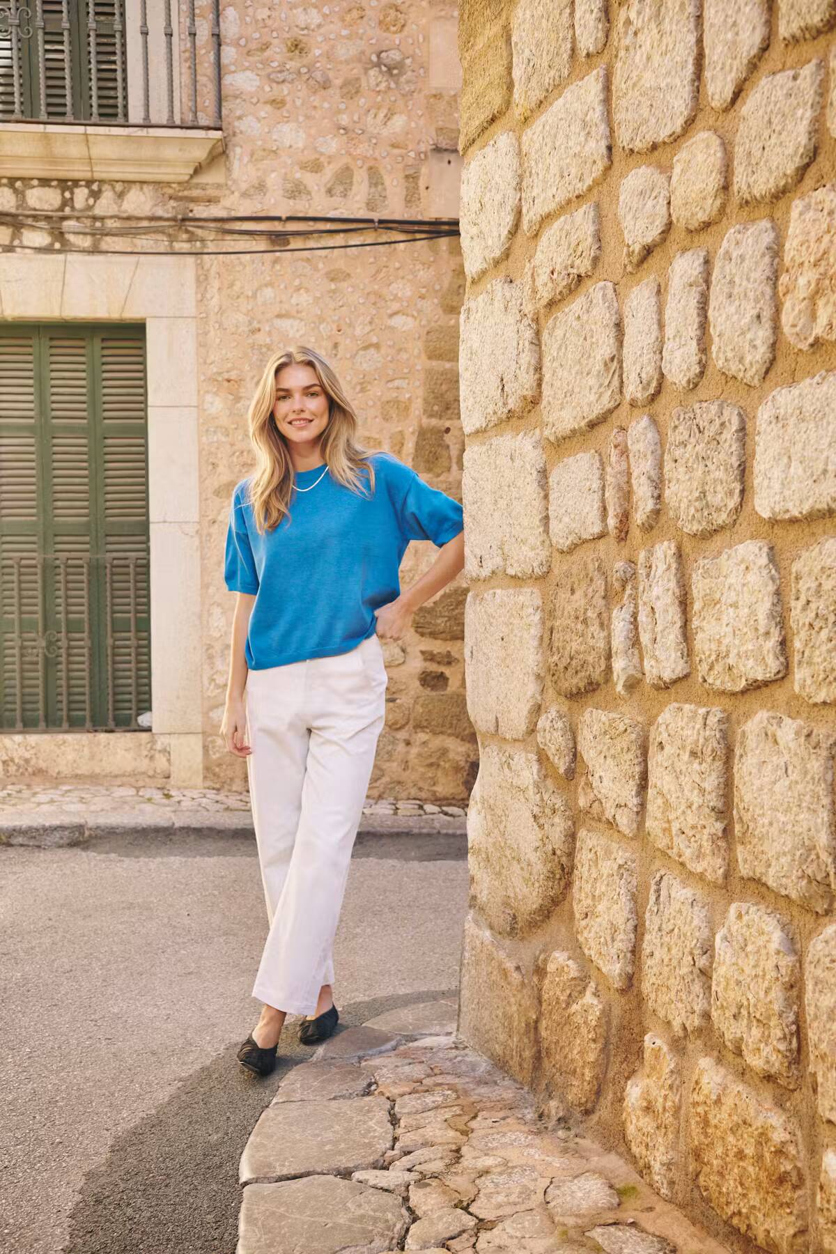 Saint Tropez Mila Boxy SS Pullover Campanula Melange