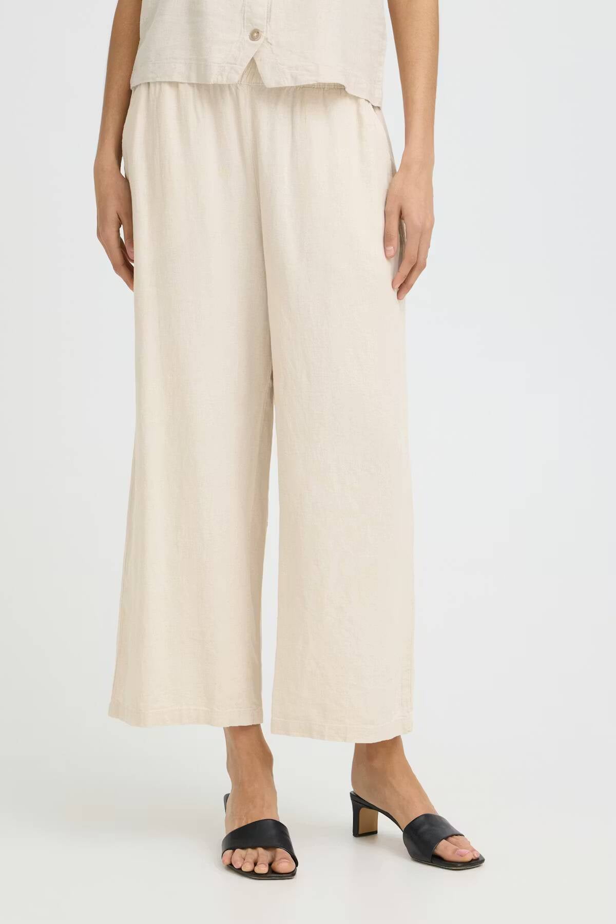 b.young Falakka Crop Trousers Rainy Day Melange