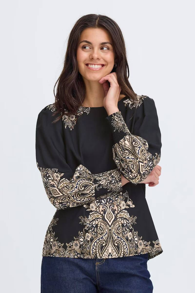 Fansa Adara Blouse Black Paisley