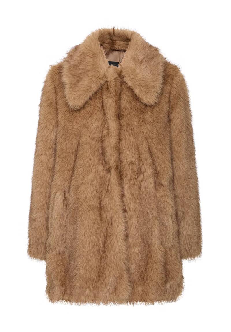 b.young Akaja Faux Fur Coat Tiger's Eye Melange