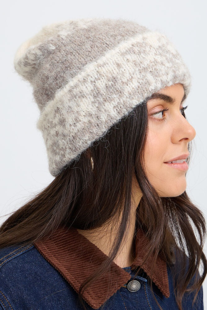 Fransa Tye Beanie Drift wood Mix