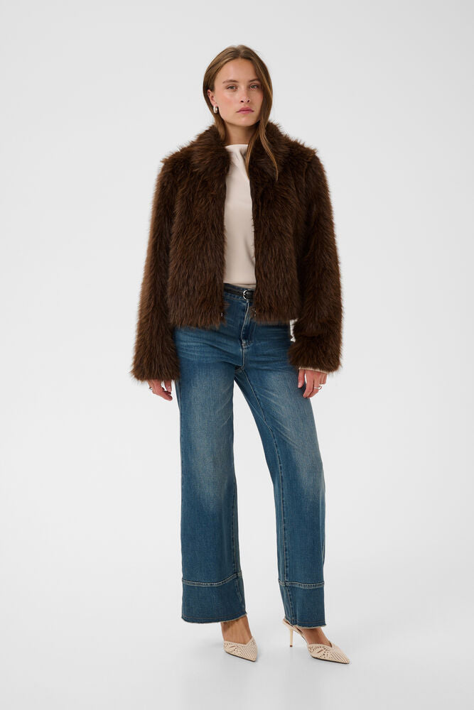 Saint Tropez Zaseline Faux Fur Jacket Chocolate Brown