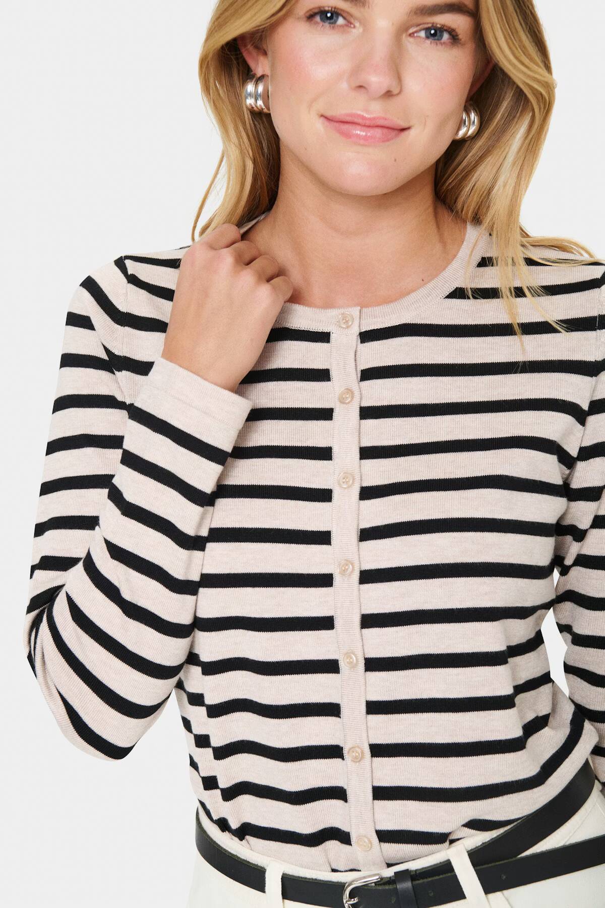 Saint Tropez Mila Striped Cardigan Gray Morn Mila Stripe