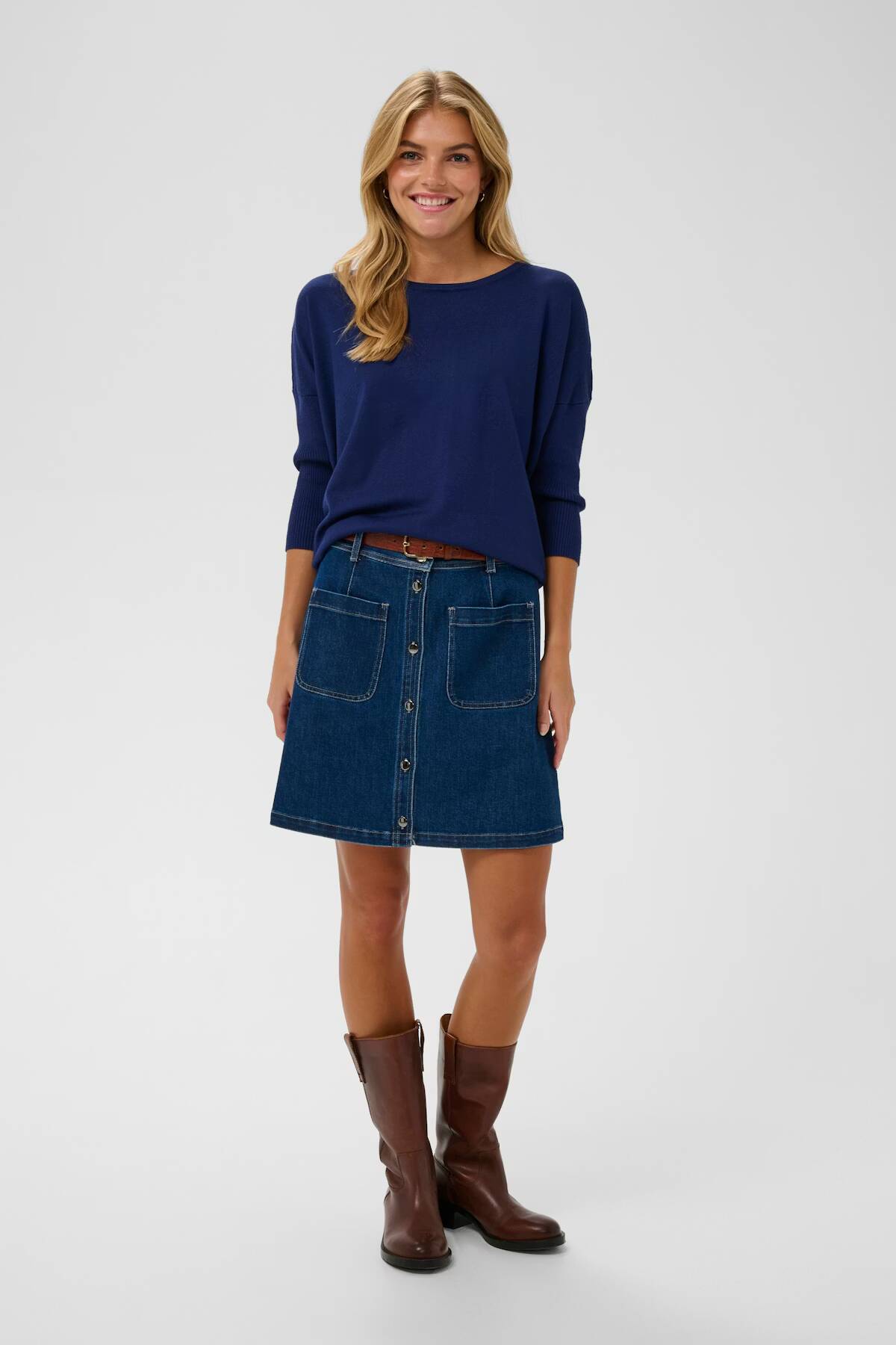 Saint Tropez Mila R-Neck Pullover Navy Peony