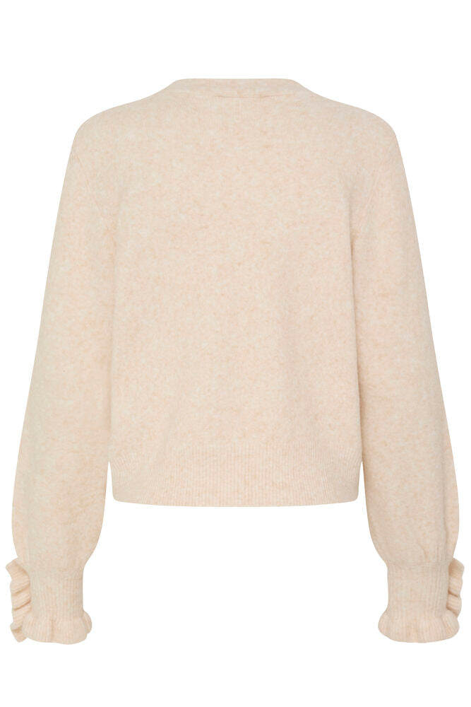 b.young Omea Frill Cardigan Birch Melange