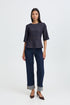 b.young Kanea Peplum Blouse Dark Blue Denim