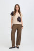 b.young Omea V-Neck Slipover Fig Mel Flower