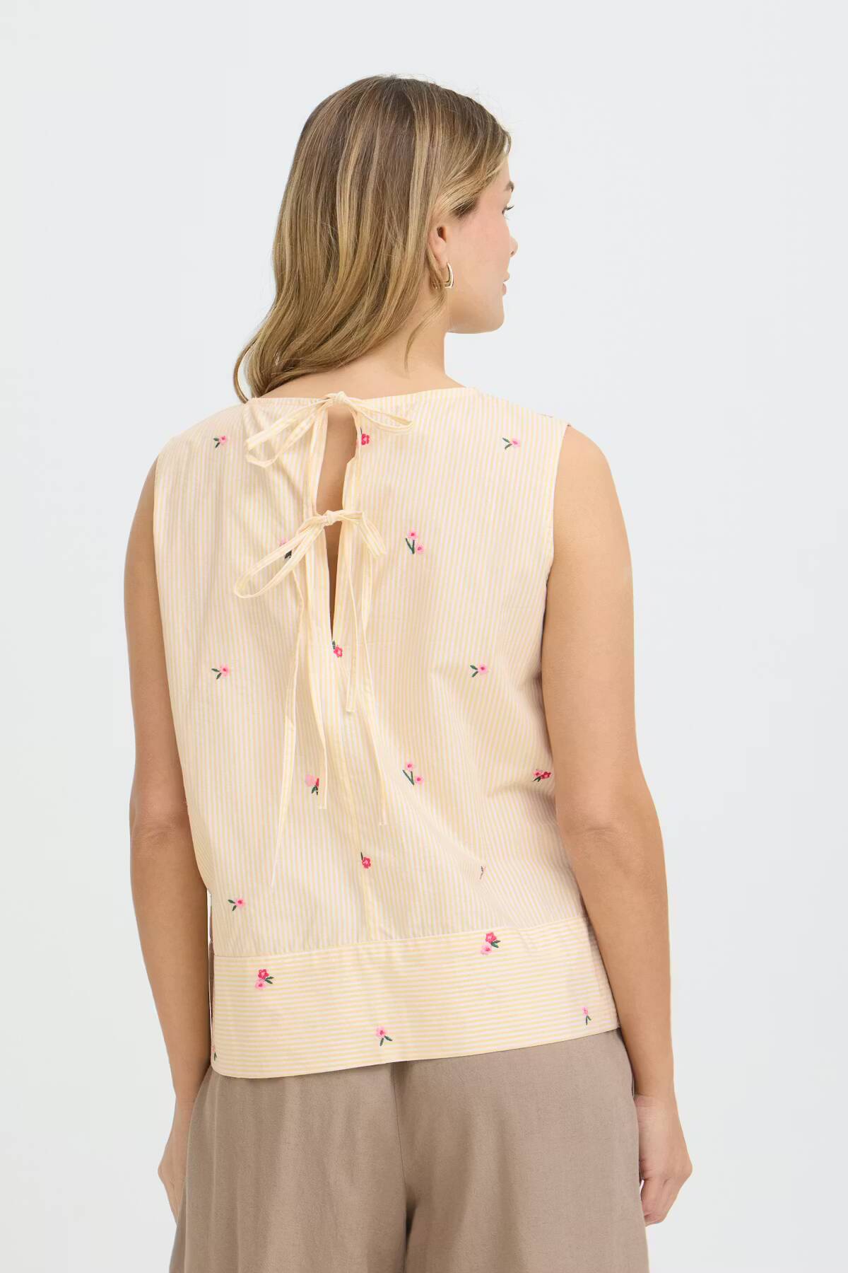 Fransa Bernie Blouse Yellow White Stripe Floral