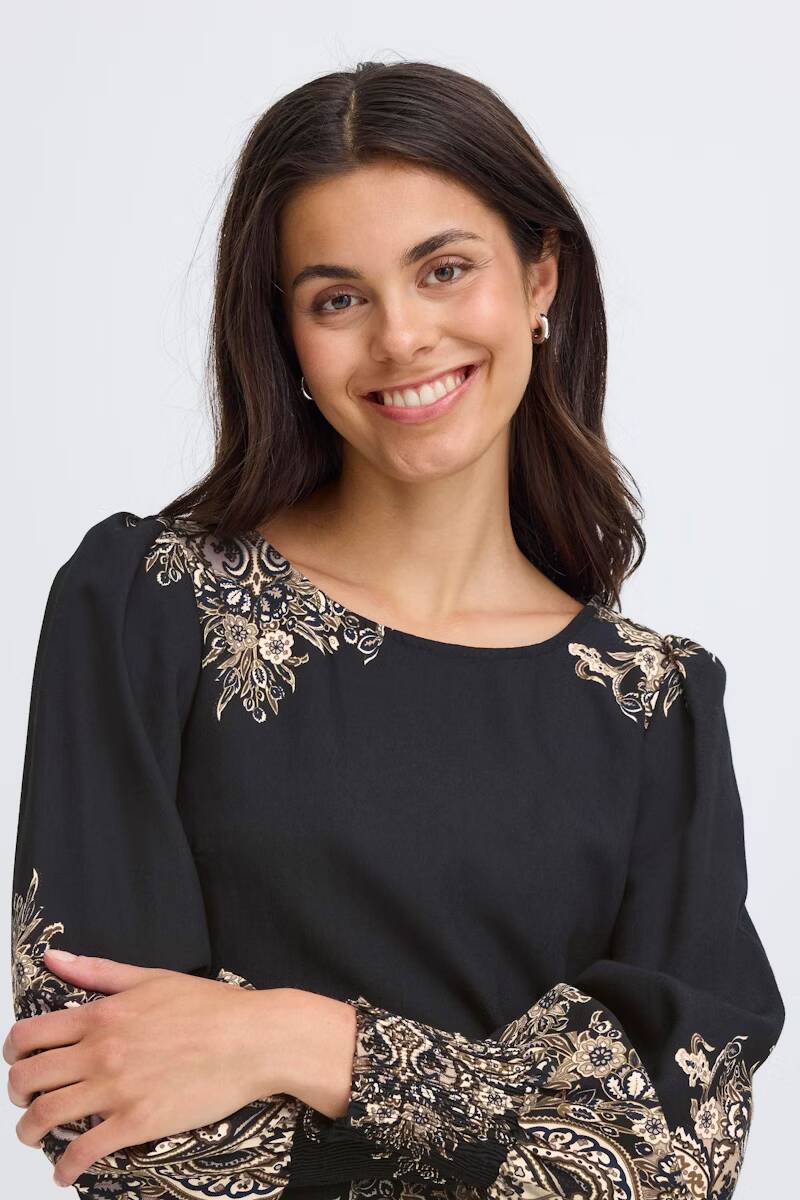 Fansa Adara Blouse Black Paisley