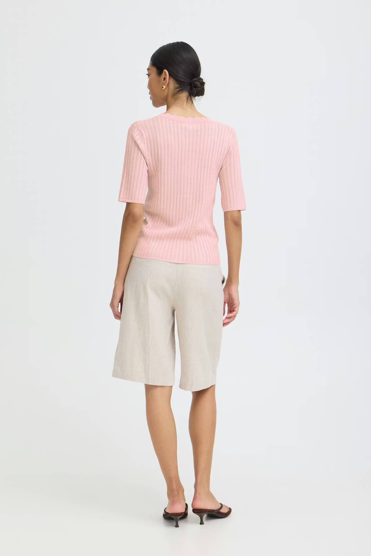b.young Mobbe Rib Cardigan Parfait Pink