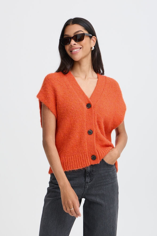 b.young Millers Button Vest Pureed Pumpkin Melange
