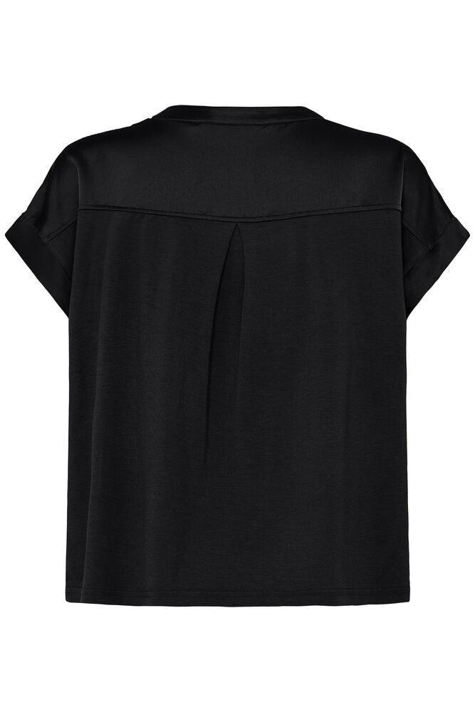 b.young Selita V Placket Neck  T-Shirt Meteorite