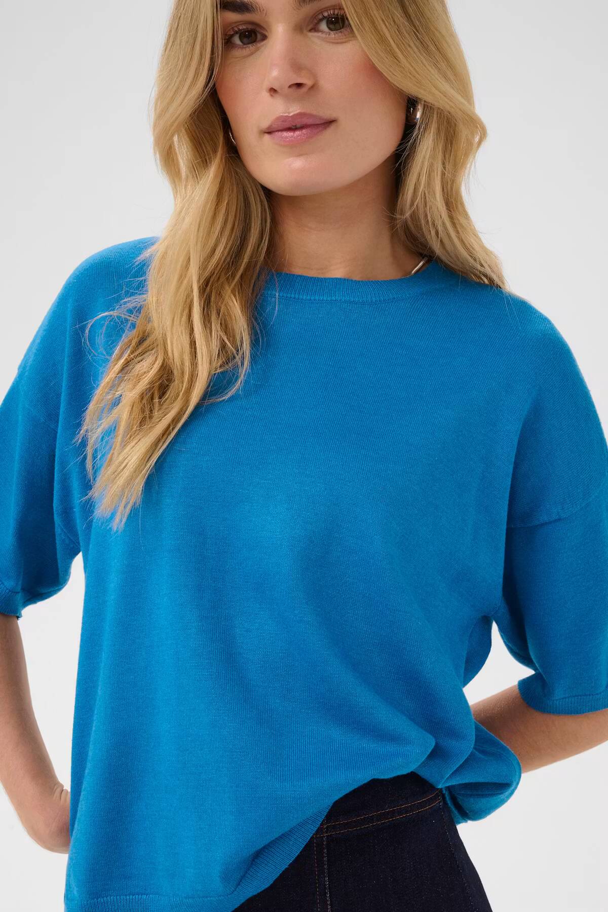 Saint Tropez Mila Boxy SS Pullover Campanula Melange