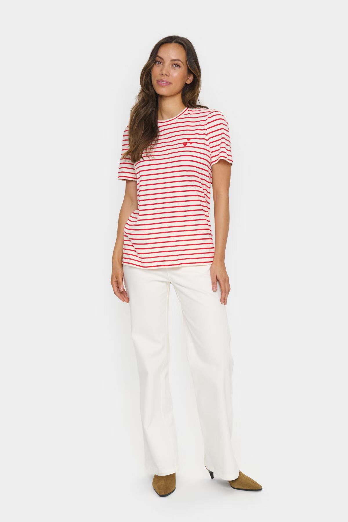 Saint Tropez Jucia T-Shirt Flame Scarlet White Stripe