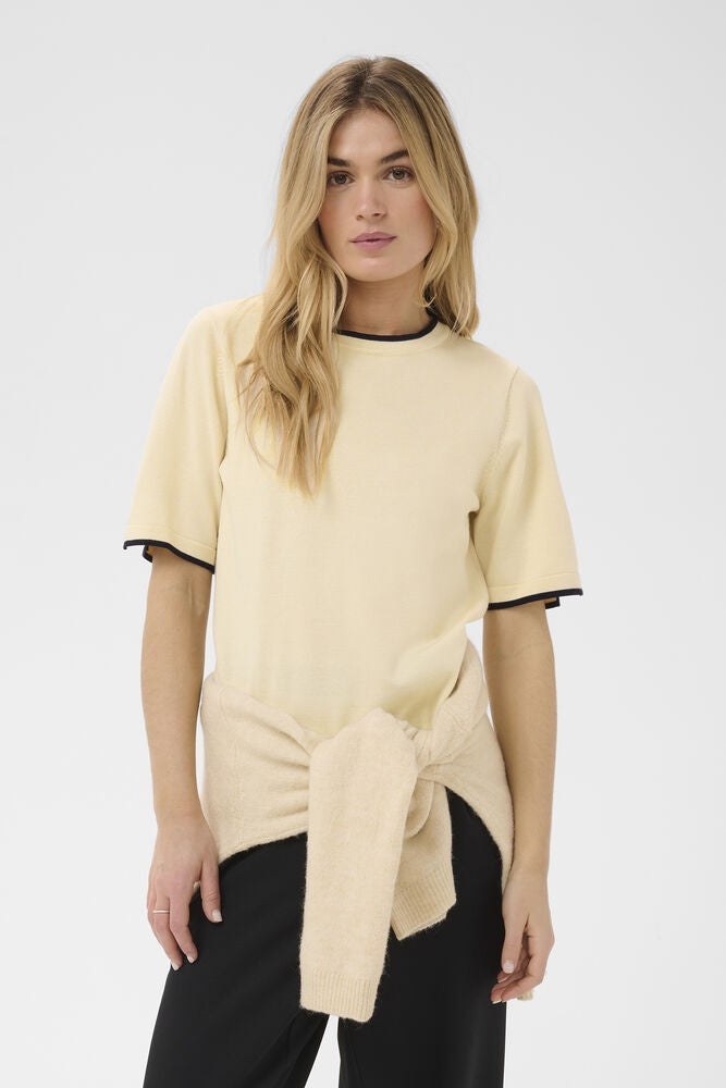 Saint Tropez Mila Contrast Stripe SS Pullover Birch Nightsky Contrast Stripe