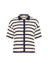 Saint Tropez Likam Striped Polo Cardigan Winter White Nightsky Stripe