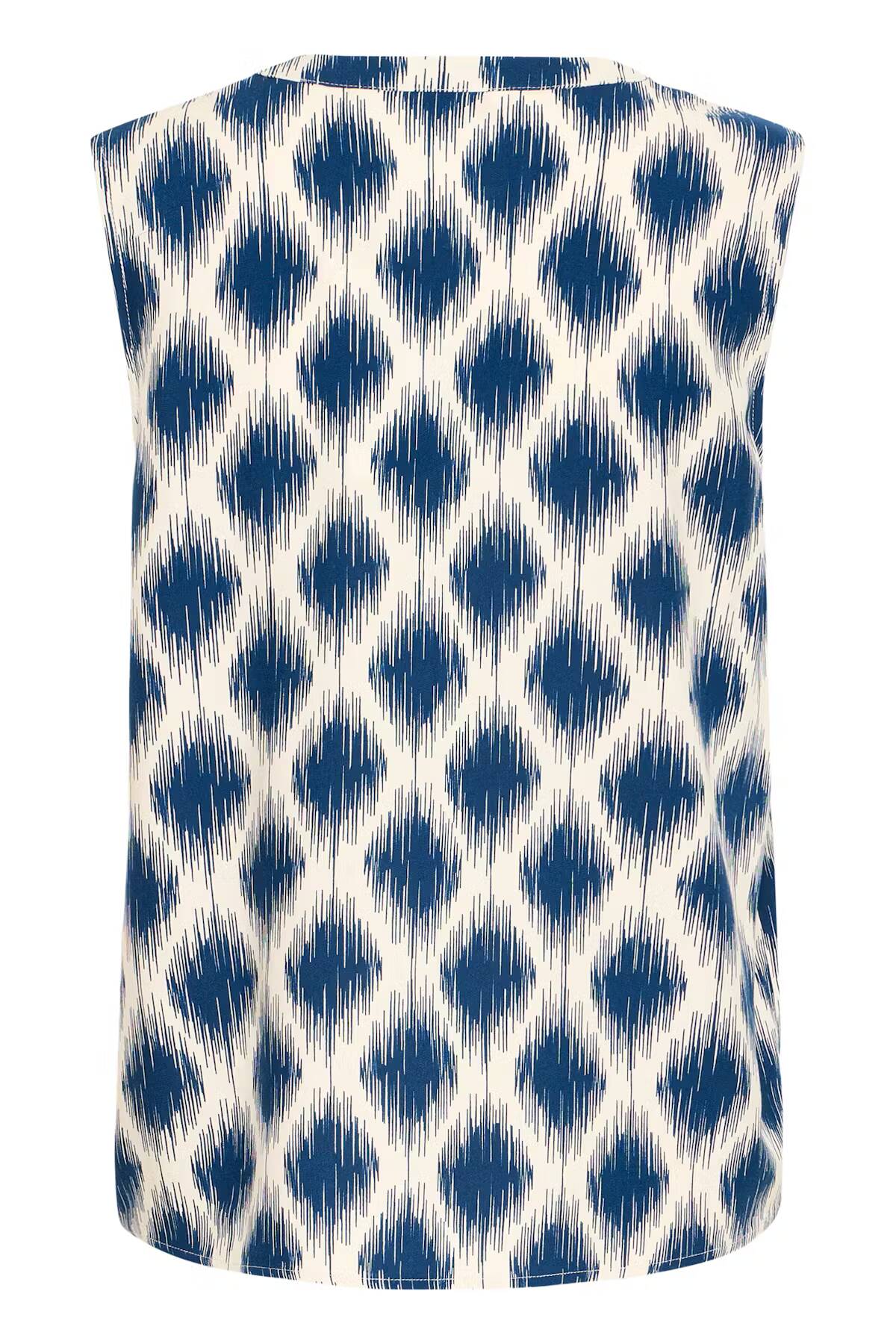 b.young Joella Sleeveless Blouse Ogee Ikat Med Blue