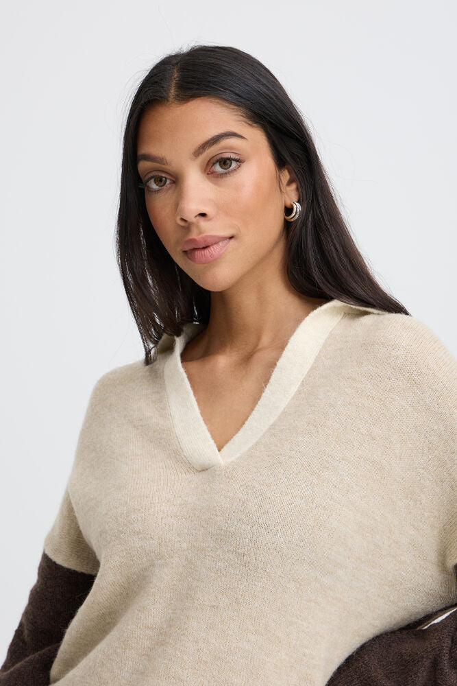 b.young Monna Polo Jumper Java Melange Color Block