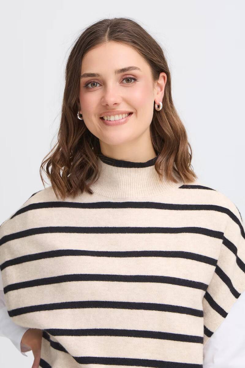 Fransa Bitte Poncho Limestone Melange Mix