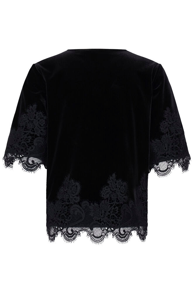 b.young Perlina Lace Hem Blouse Meteorite