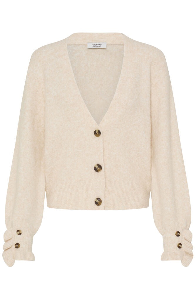 b.young Omea Frill Cardigan Birch Melange