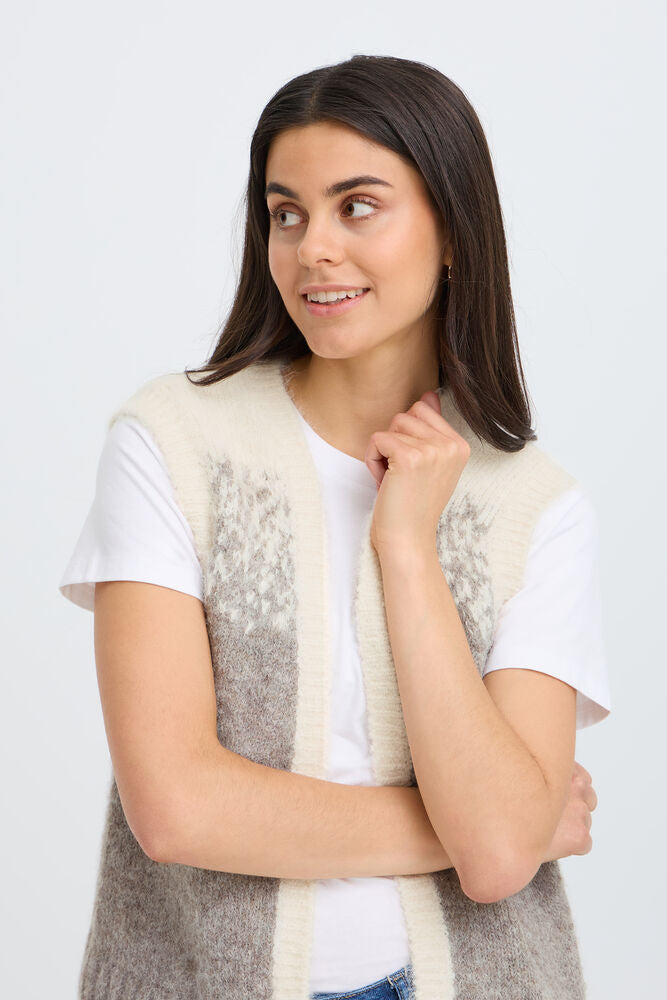 Fransa Tye Vest Driftwood Mix