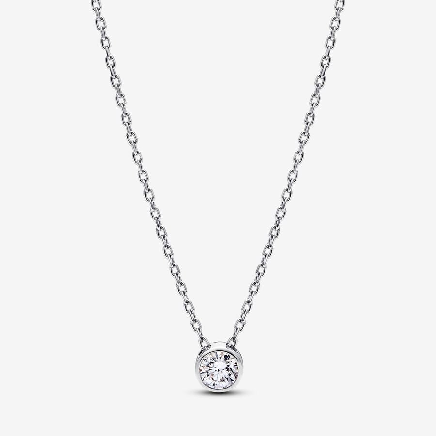 Pandora Era Bezel Sterling Silver Lab-grown Diamond Pendant Necklace 0.25 Carat