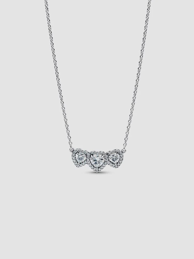 Pandora Halo Heart Trilogy Collier Necklace