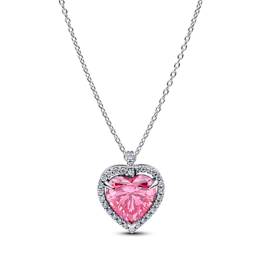 Pandora Pink Halo Heart Collier Necklace