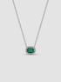 Pandora Rectangular Green Halo Pendant Necklace