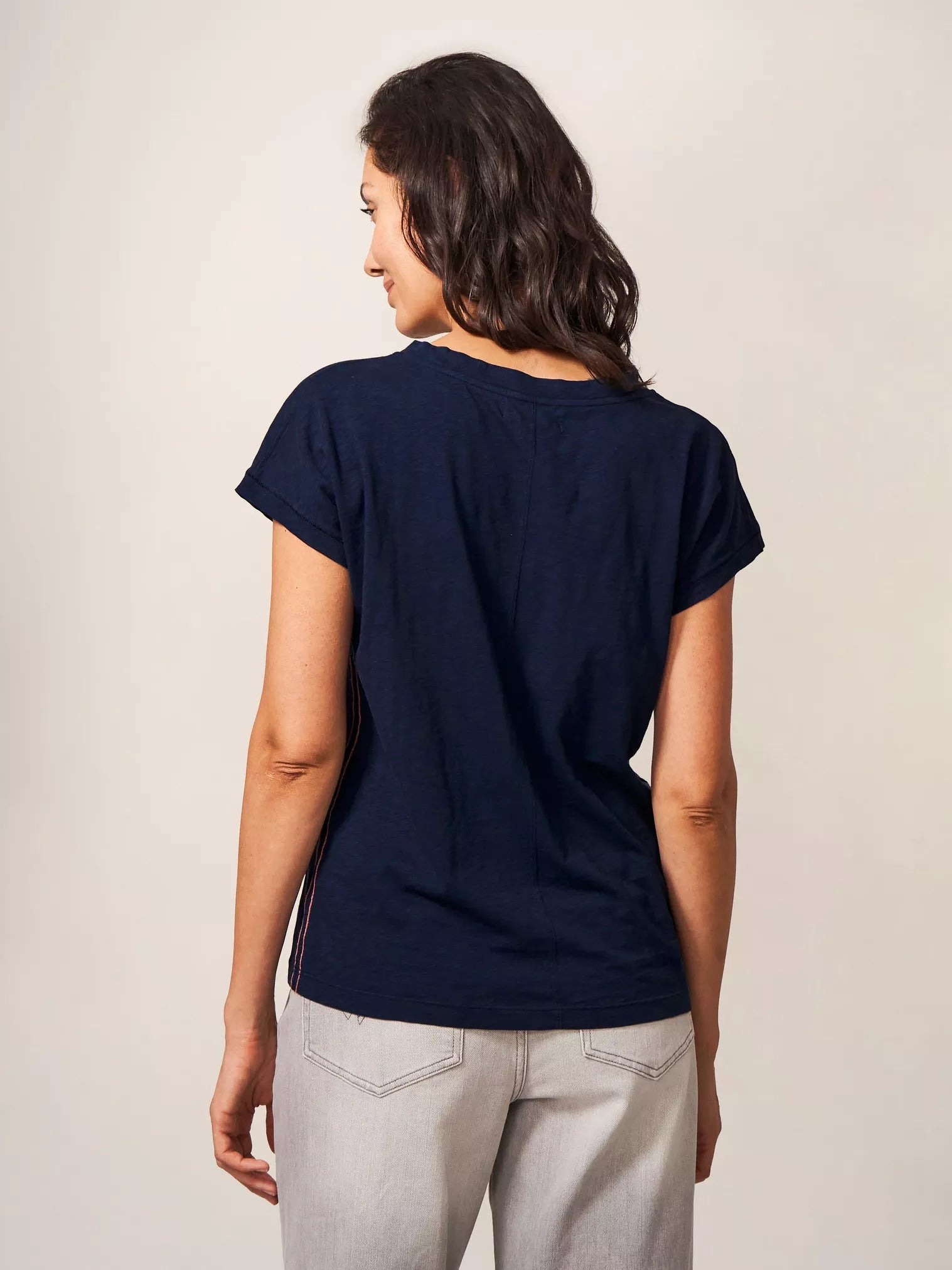 White Stuff Nelly Notch Neck Tee Dark Navy Buy 2 for £40