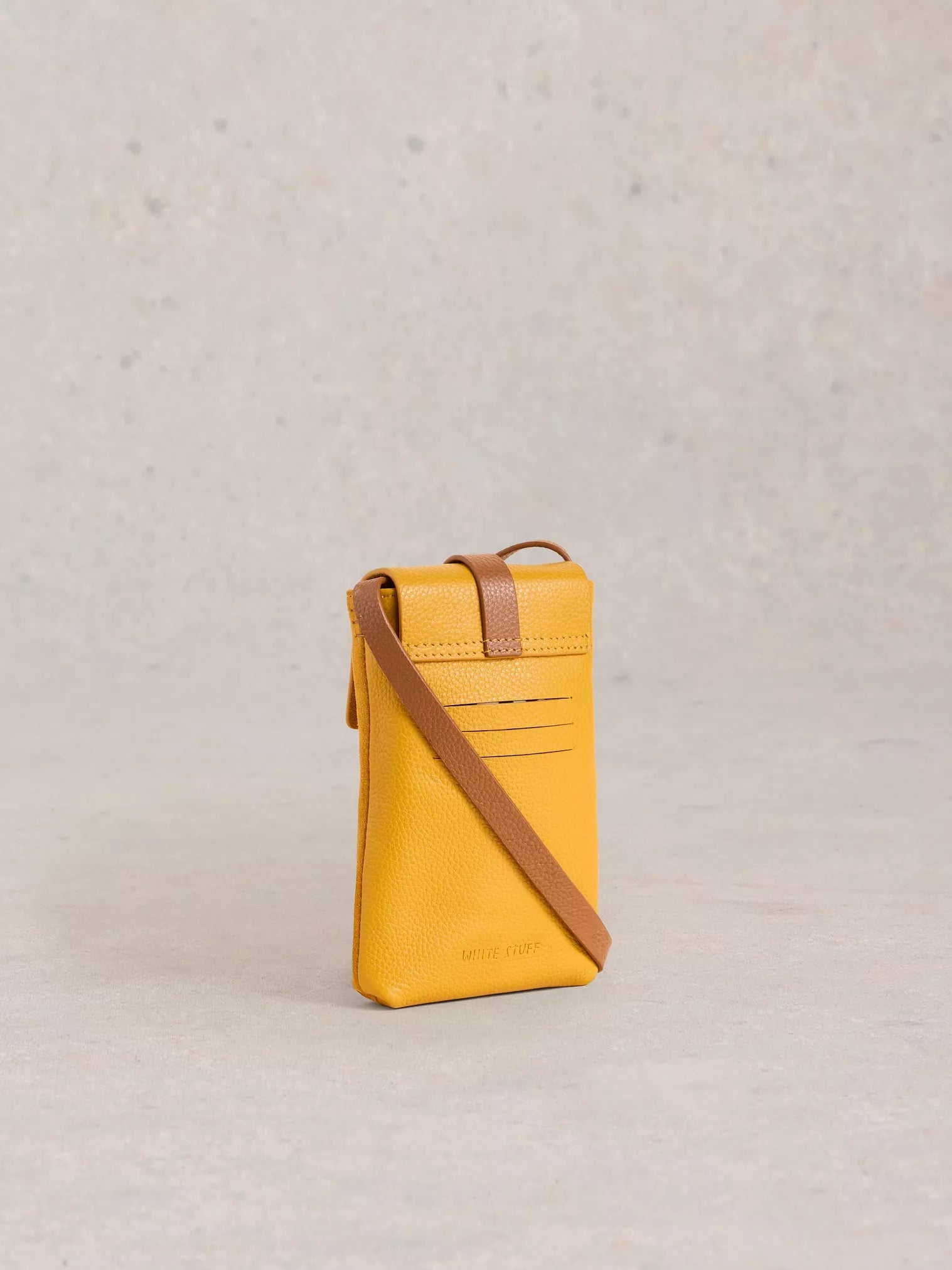 White Stuff Clara Buckle Leather Phone Bag Deep Yellow