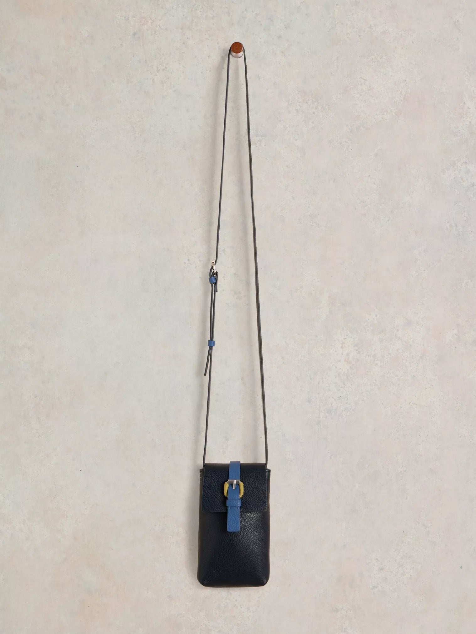 White Stuff Clara Buckle Leather Phone Bag French Navy