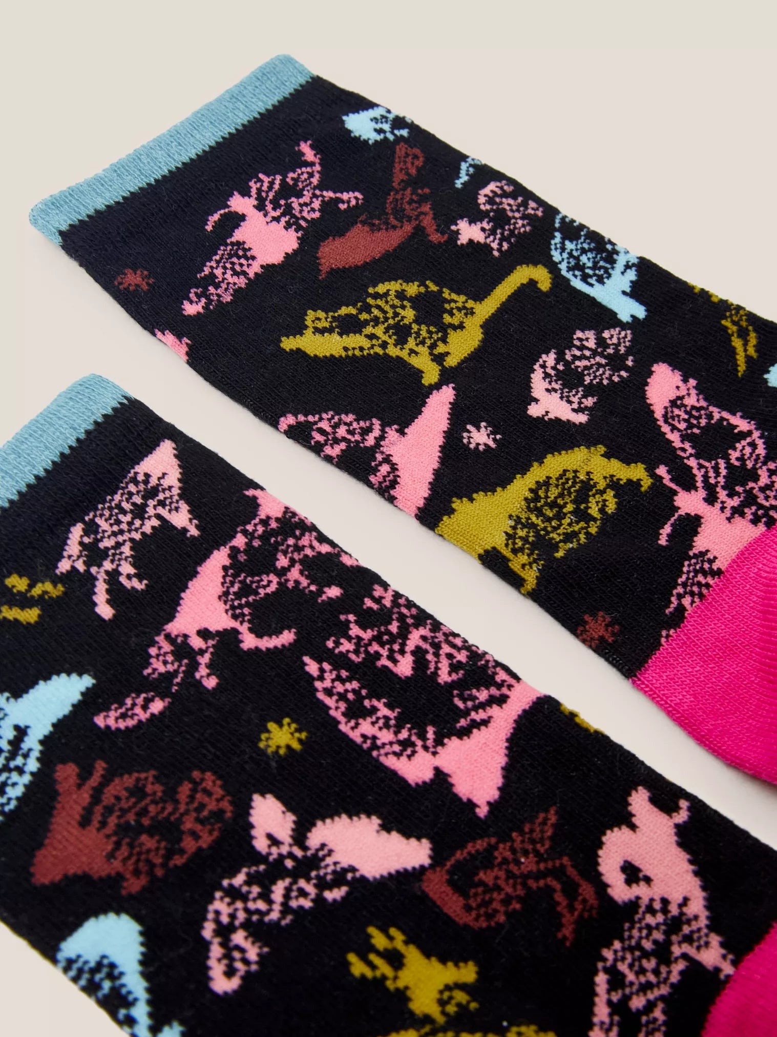 White Stuff Abstract Animal Ankle Sock Black Multi