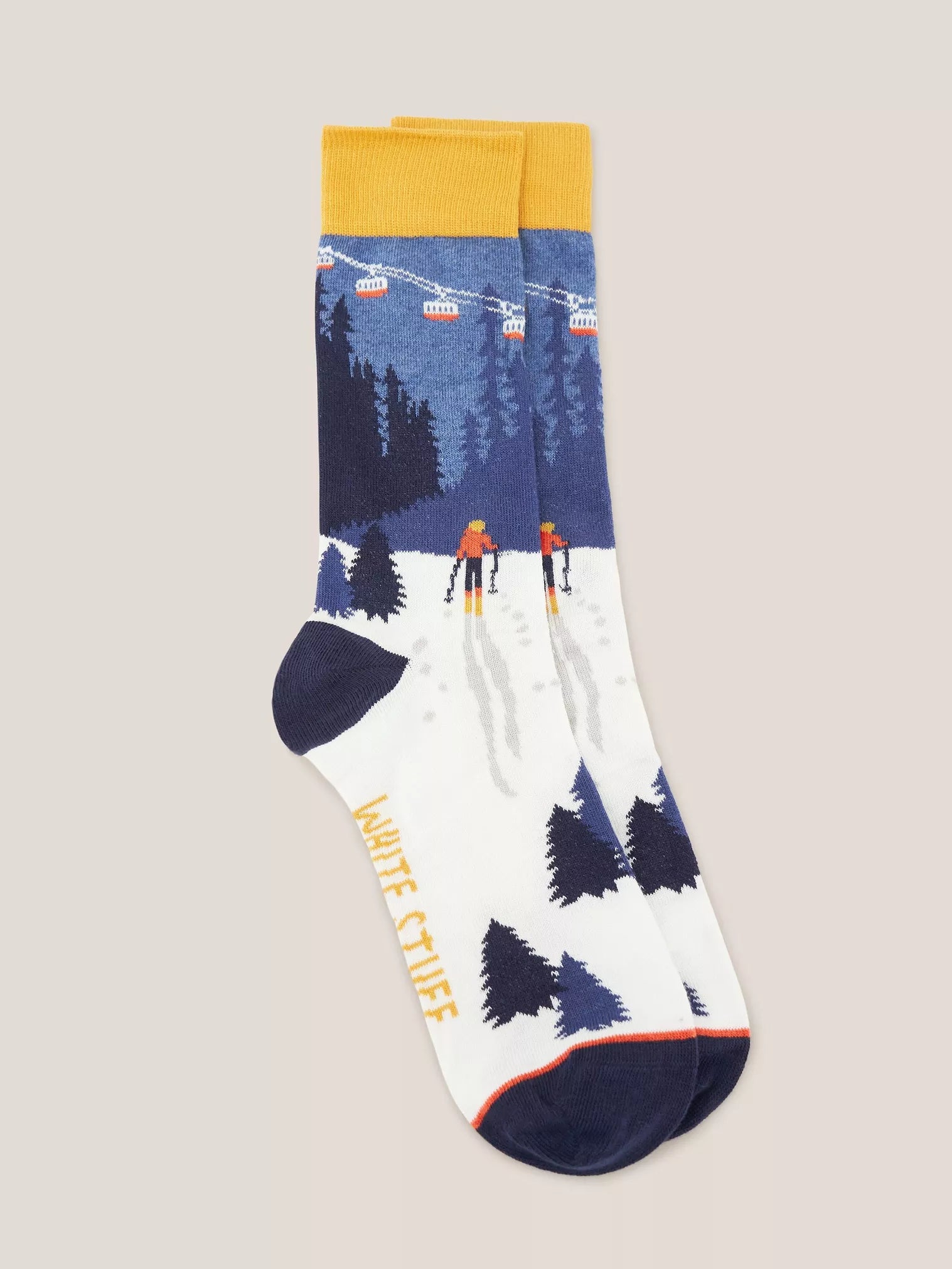 White Stuff Ski Scenic Socks in a Cracker Blue Multi