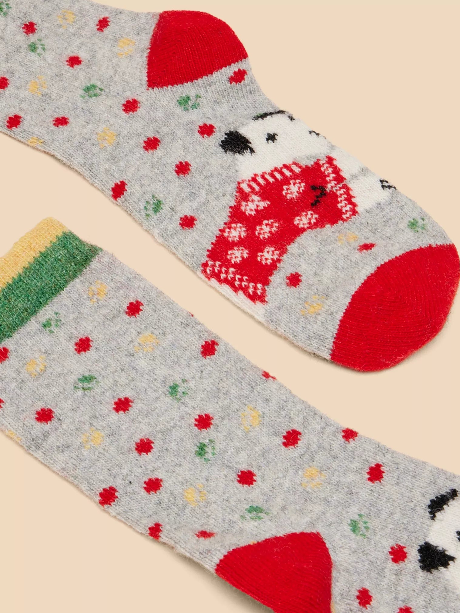 White Stuff Christmas Dog Wool Mix Socks Grey Multi