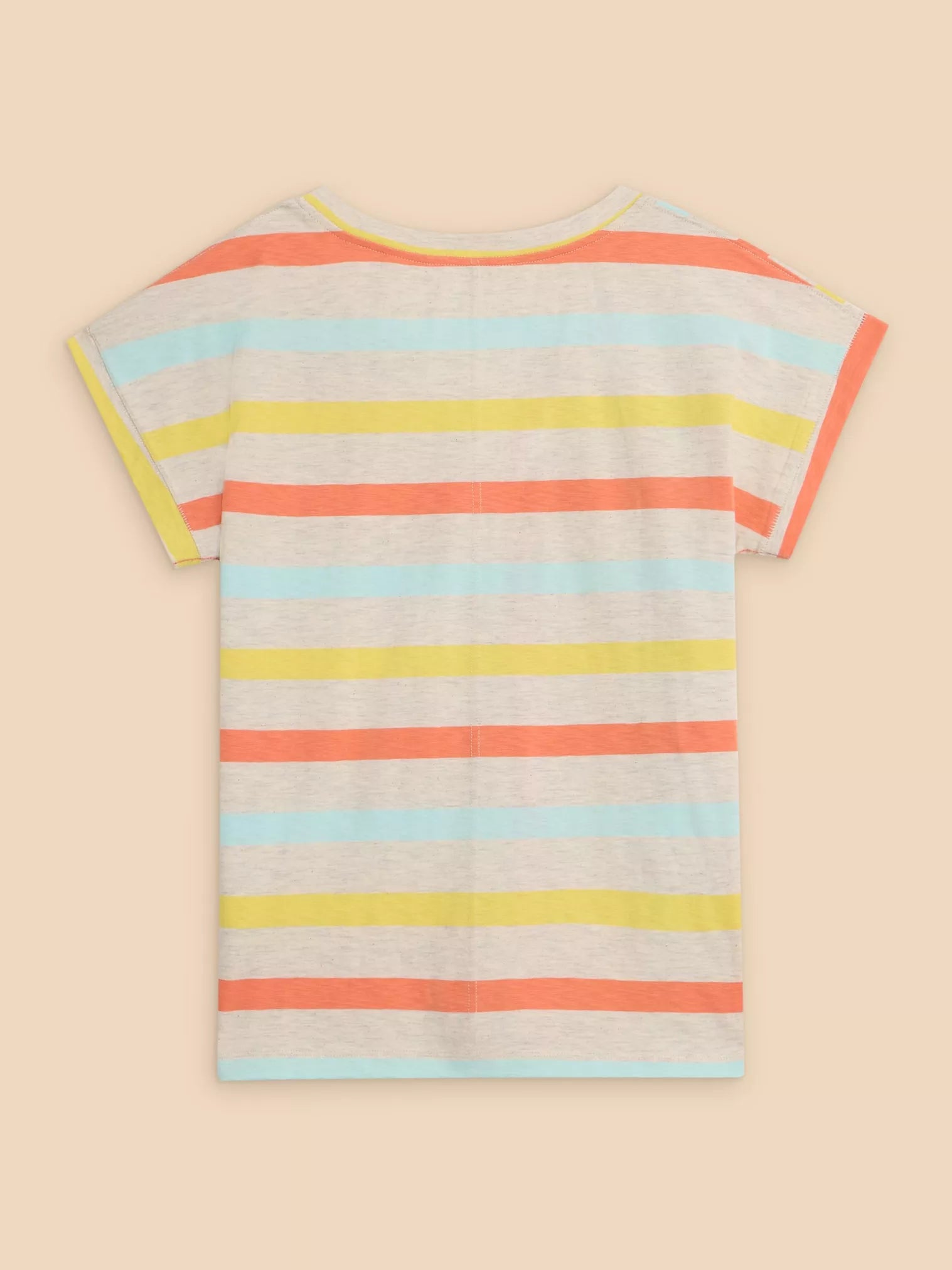 White Stuff Nelly Notch Neck Tee Natural Multi