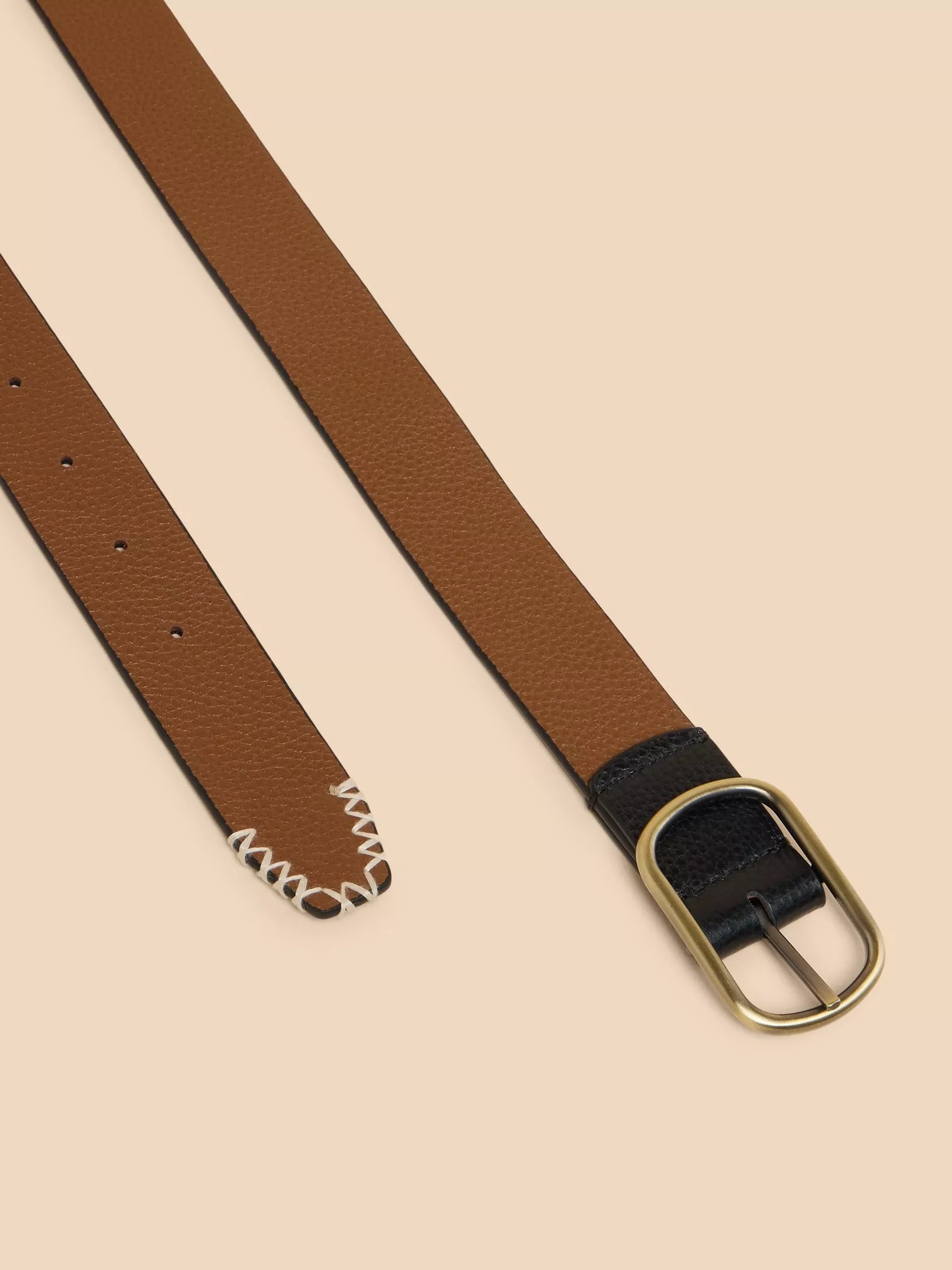 White Stuff Reversible Leather Belt Pure Black